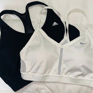 Black Adidas and White Nike Sports Bra Bundle